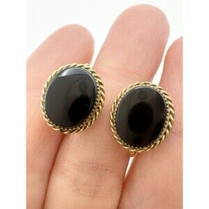 Vintage Carla 12k Gold Filled Black Onyx Screw Back Earrings